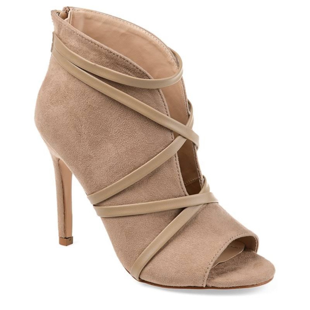 NIB Journee Collection Samara Peep Toe Dress Bootie Taupe 7
